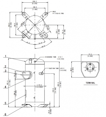 Desen tehnic compresor Sanyo model C-SBP120H15A